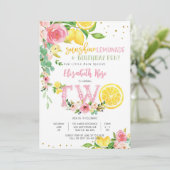 Invitation de anniversaire florale au citron (Debout devant)