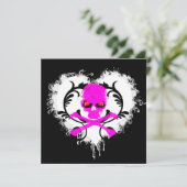 Invitation de anniversaire gothique crâne de coeur (Debout devant)