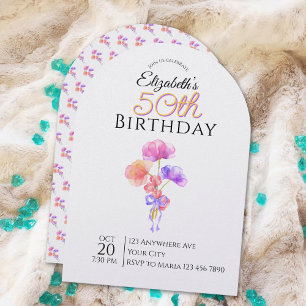 Invitation de anniversaire minimaliste florale per