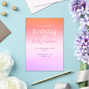 Invitation de anniversaire moderne ombrée de couch