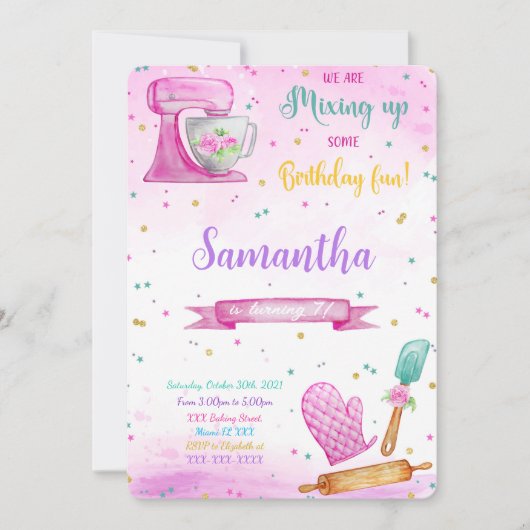 Invitation de anniversaire modifiable de cuisson (Devant)