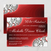 Invitation de anniversaire pour femme en Rouge Bij (Devant / Derrière)