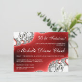 Invitation de anniversaire pour femme en Rouge Bij (Debout devant)