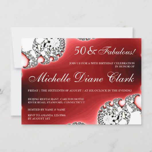 Invitation de anniversaire pour femme en Rouge Bij (Devant)