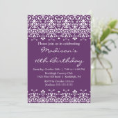 Invitation de anniversaire tendance damas seize an (Debout devant)