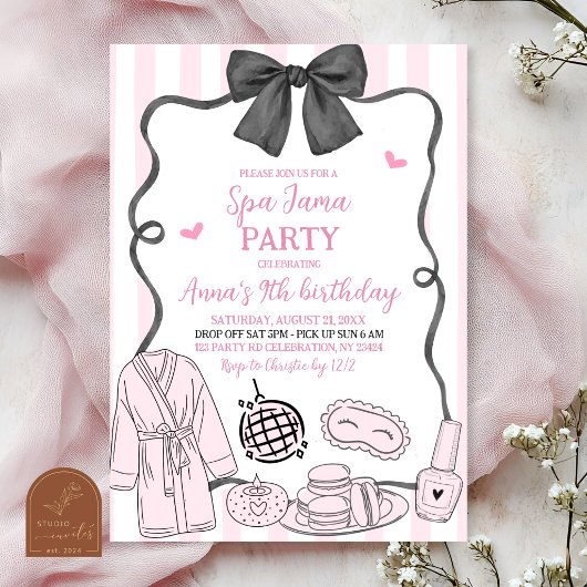 Invitation de anniversaire Whimsical Pink Spa-Jama