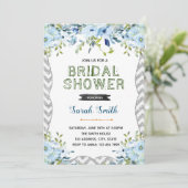 Invitation de babille de mariage argent et bleu (Debout devant)