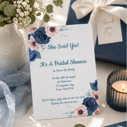 Invitation de babille de mariage florale, moderne,