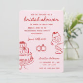 Invitation de babille de mariage sur le thème roug (Debout devant)