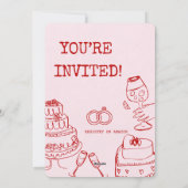 Invitation de babille de mariage sur le thème roug (Dos)