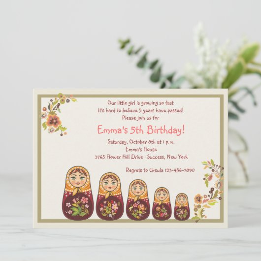 Invitation de Babushka Dolls (Debout devant)
