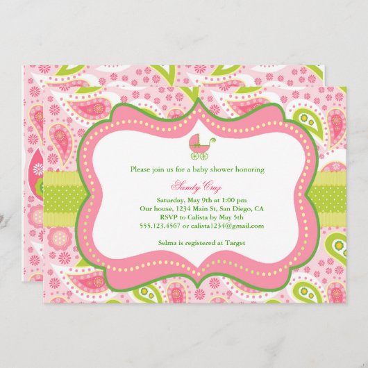 Invitation de baby shower (Devant / Derrière)