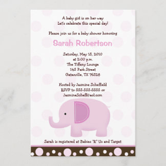 Invitation de Baby shower 5 x 7 de Mod Elephant d