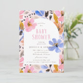 Invitation de baby shower à arche florale (Debout devant)