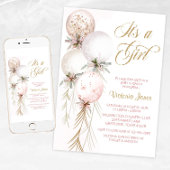 Invitation de Baby shower à ballets rose vif