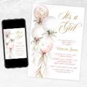 Invitation de Baby shower à ballets rose vif