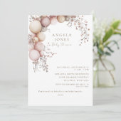 Invitation de Baby shower à balloon Rose Dusty (Debout devant)