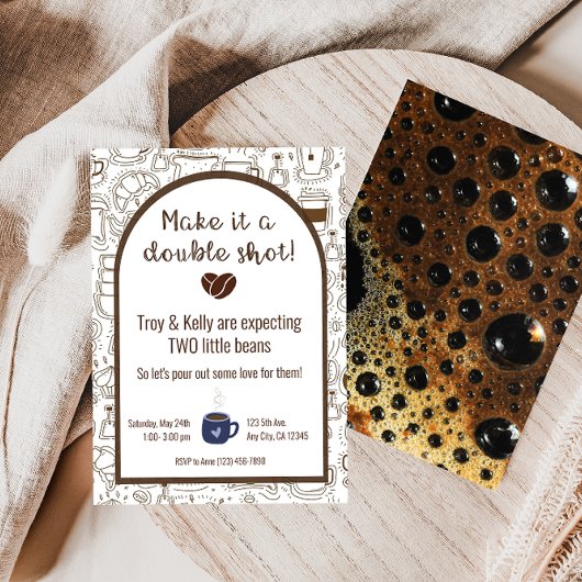 Invitation de Baby shower à café double-tir Twins