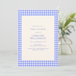 Invitation de baby shower à carreaux bleus pervenc