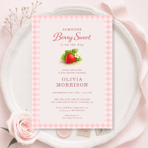Invitation de Baby Shower à carreaux Fille au Goût