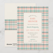 Invitation de baby shower à carreaux pastel (Devant / Derrière)