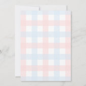 Invitation de baby shower à carreaux rose et bleu (Dos)
