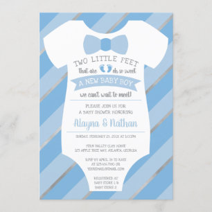 Invitation de Baby shower à deux pieds, Cravate à 