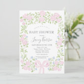 Invitation de baby shower à fleurs roses, (Debout devant)