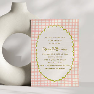 Invitation de Baby Shower à la Bordure de Gingham