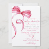 Invitation de Baby shower à la bow rose EDITABLE (Devant)