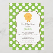 Invitation de Baby shower à la petite fille verte (Devant / Derrière)