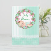 Invitation de Baby shower à la pointe verte (Debout devant)