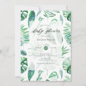 Invitation de Baby Shower à la verdure feuillue tr (Devant)