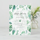 Invitation de Baby Shower à la verdure feuillue tr (Debout devant)
