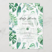 Invitation de Baby Shower à la verdure feuillue tr (Devant / Derrière)