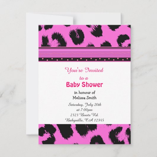 Invitation de baby shower à motif léopard (Devant)