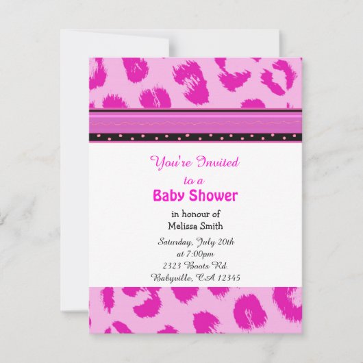 Invitation de baby shower à motif léopard (Devant)