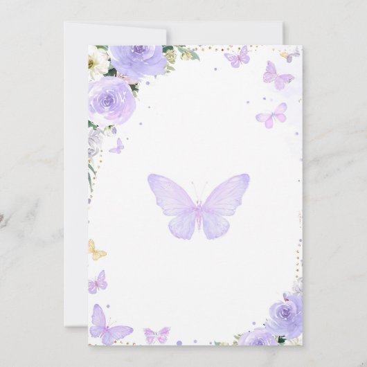 Invitation de Baby shower à papillon violet modifi (Dos)