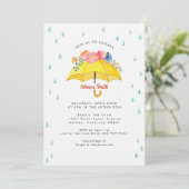 Invitation de Baby shower à parapluies florales - (Debout devant)