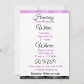 Invitation de Baby shower à plaid violet et noir (Dos)