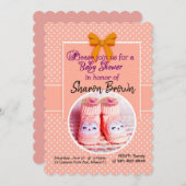 Invitation de Baby shower à points de la Pôle blan (Devant / Derrière)