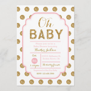 Invitation de Baby shower à points Polka - rose et