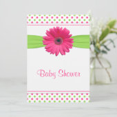 Invitation de Baby shower à points Polka vert rose (Debout devant)
