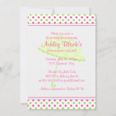 Invitation de Baby shower à points Polka vert rose (Dos)