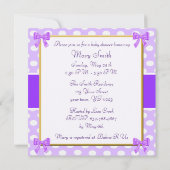 Invitation de Baby shower à points Polka violet (Dos)