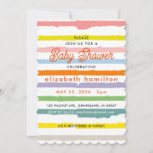 Invitation de baby shower à rayures colorées (Devant)