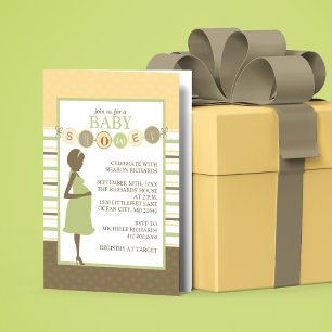 Invitation de Baby shower à rayures mignonnes