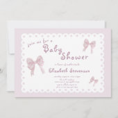 Invitation de Baby Shower à Ruban Rose Double Face (Devant)
