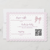 Invitation de Baby Shower à Ruban Rose Double Face (Dos)