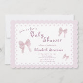 Invitation de Baby Shower à Ruban Rose Double Face (Devant)